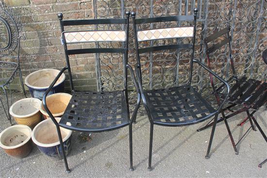 Pair of metal garden chairs